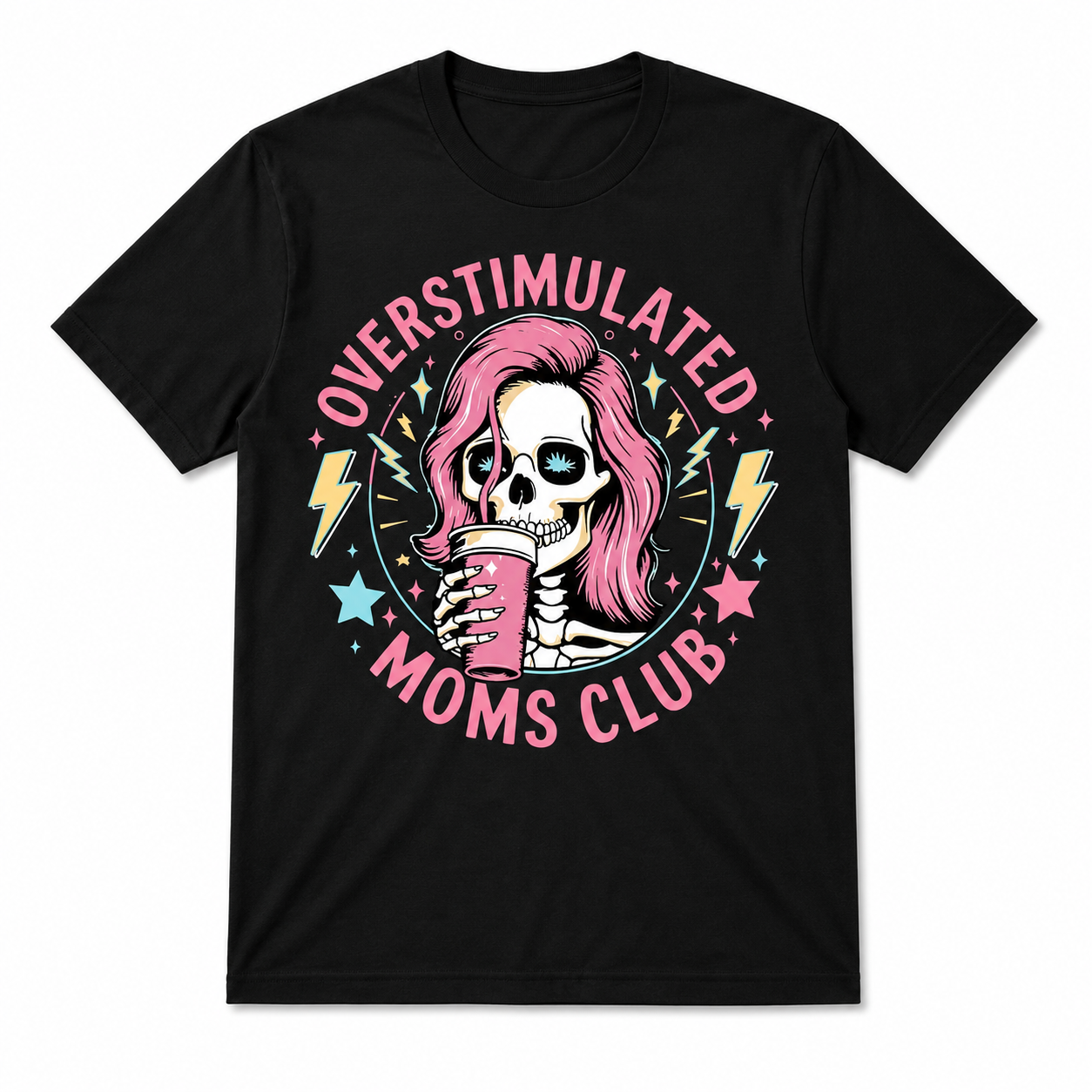 Overstimulated Moms Club Shirt - Retro Skeleton Mama Tee Funny Mother's Day Gift