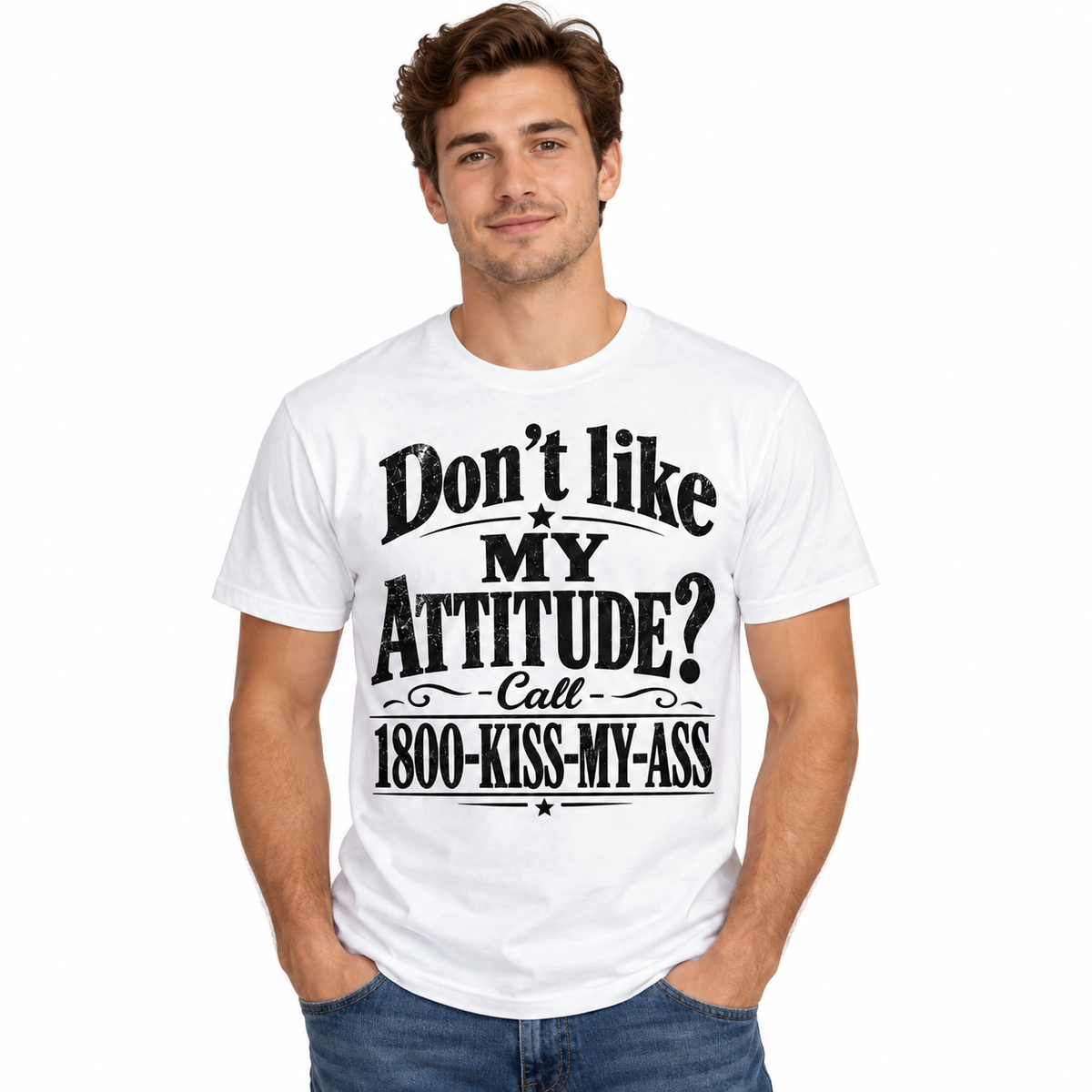 Don’t Like My Attitude Kiss My Ass Funny Sarcastic Men’s T-Shirt