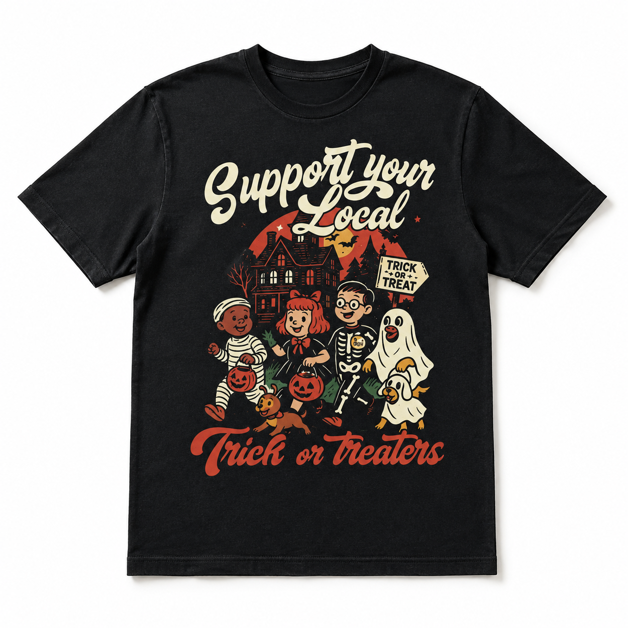 Support Your Local Trick or Treaters Retro Halloween Graphic Men's T-Shirt