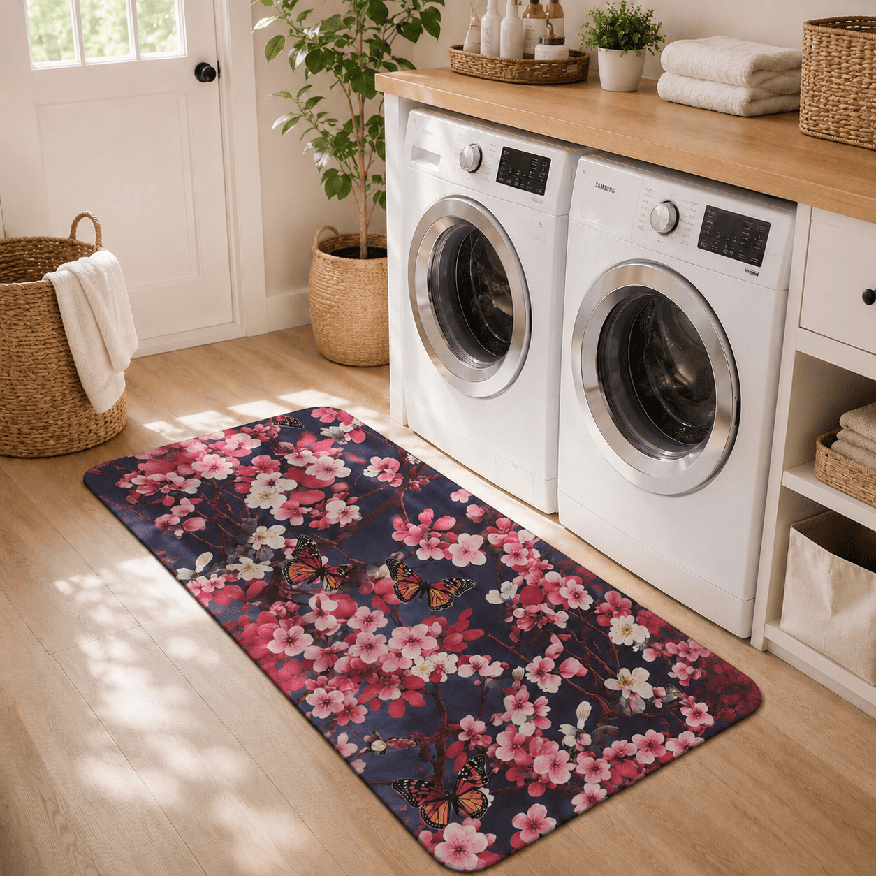 Japanese Koi Door Mat Quick Dry Super Absorbent Non Slip Fish Pattern