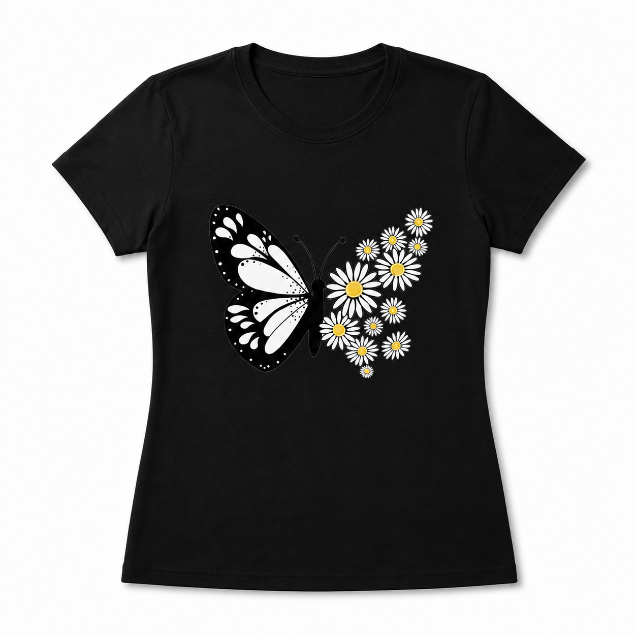 Women Daisy Floral Graphic T-Shirt Summer Flower Casual Crew Neck Tee Top