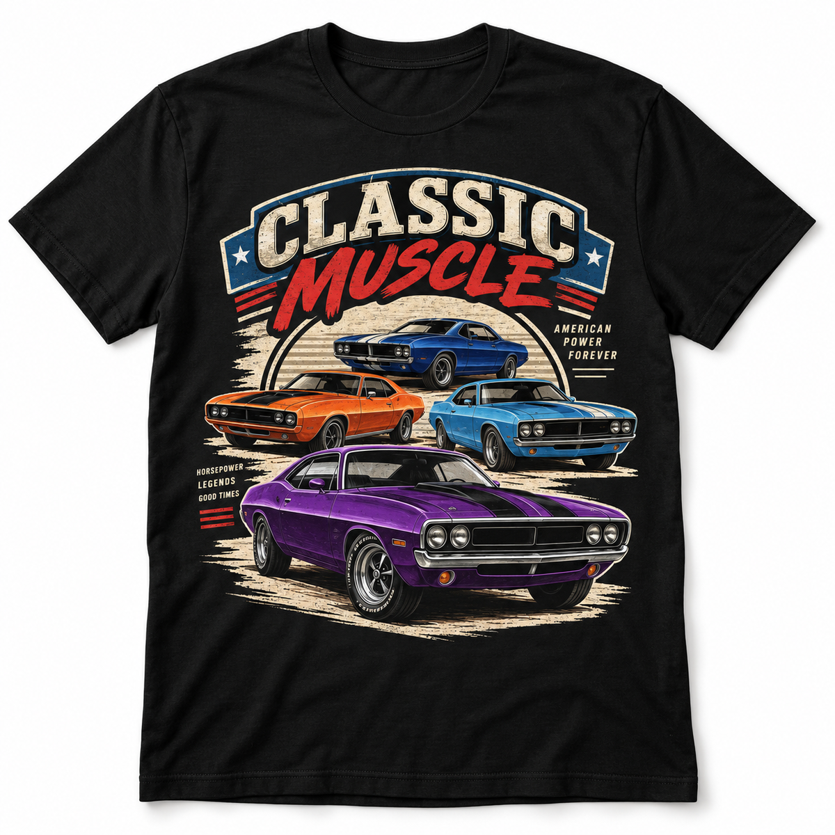 Classic Muscle Cars American Power Vintage Men's Graphic T-Shirt