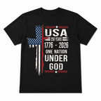 USA 250 Years One Nation Under God 1776 2026 Patriotic Graphic T Shirt Tee