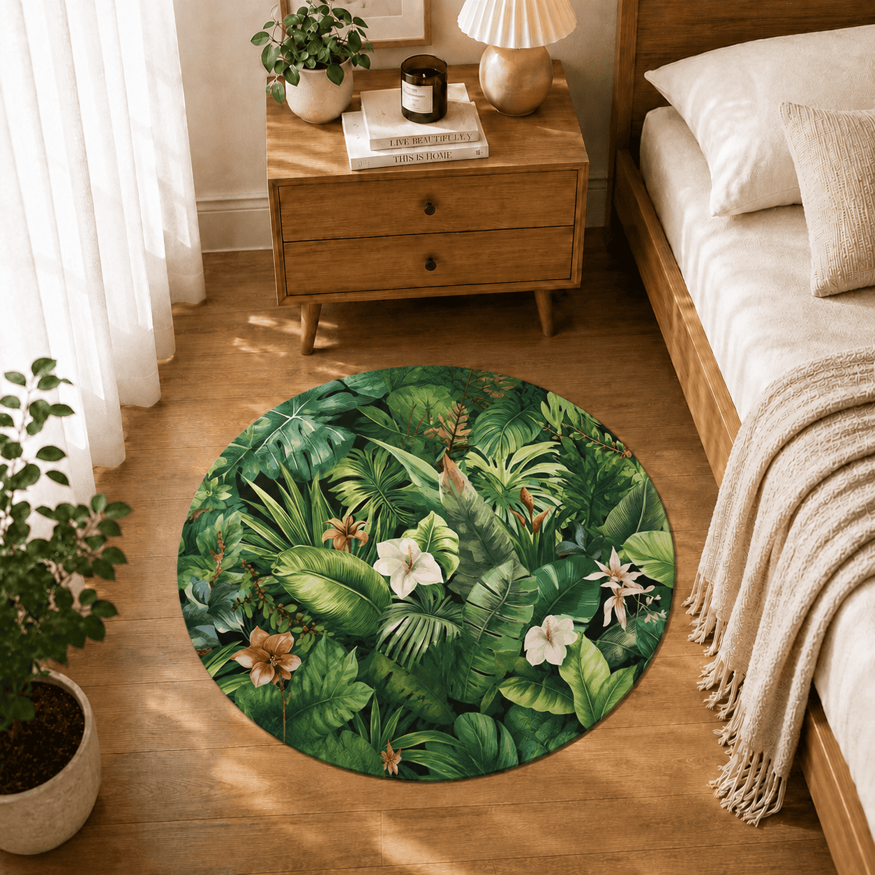 Tropical Jungle Kitchen Mat Quick Dry Super Absorbent Non Slip Botanical Decor