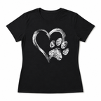 Heart Paw Print T-Shirt | Artistic Dog & Cat Lover Graphic Tee