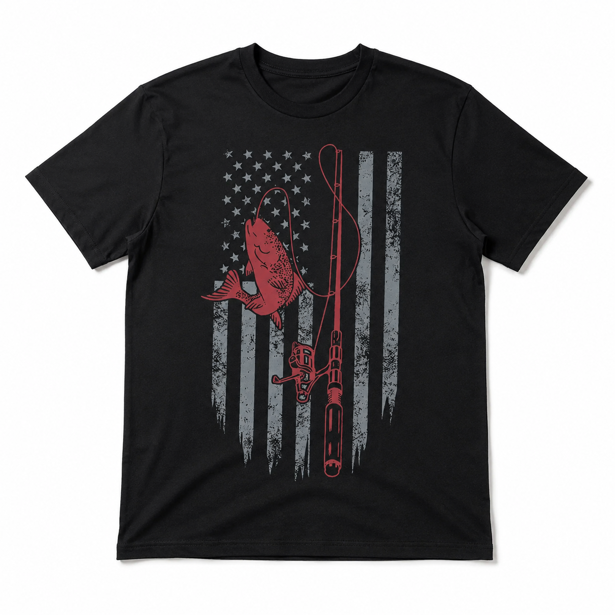 American Flag Fly Fishing Graphic T Shirt Patriotic Fisherman Dad Gift Tee