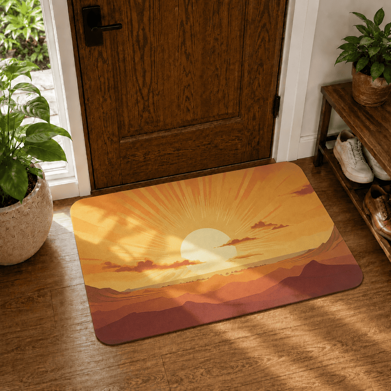 Sunset Desert Landscape Floor Mat Quick Dry Super Absorbent Non Slip Decor