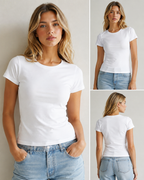 Women’s Classic Solid Color T-Shirt – Casual Slim Fit Crew Neck Short Sleeve Basic Tee
