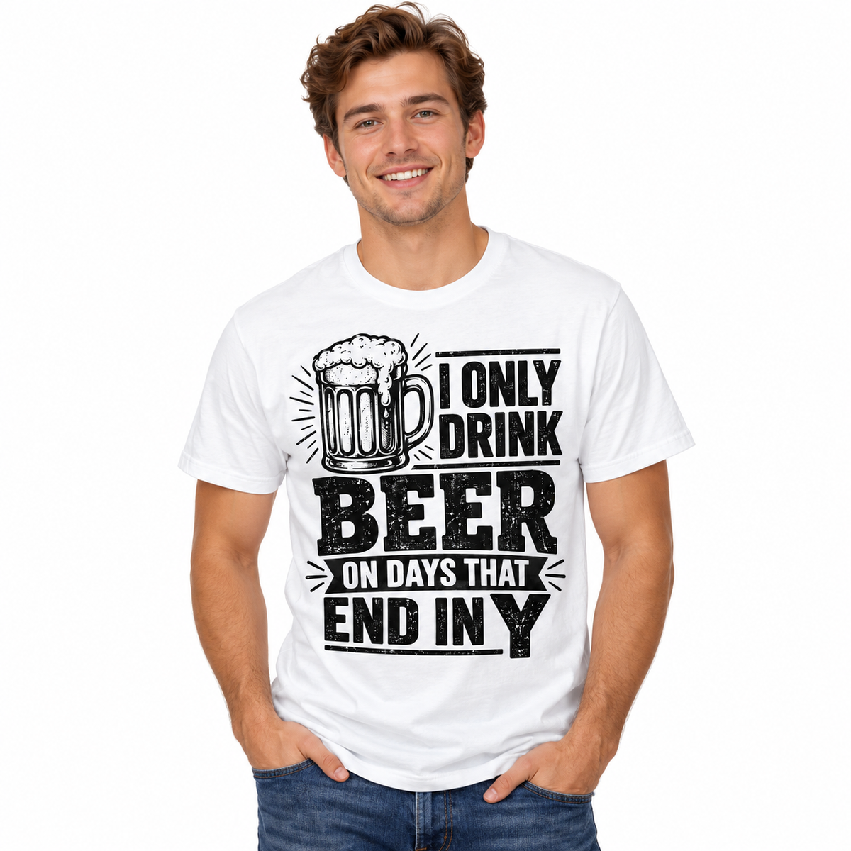 I Only Drink Beer on Days That End in Y Funny Beer Men's T-Shirt