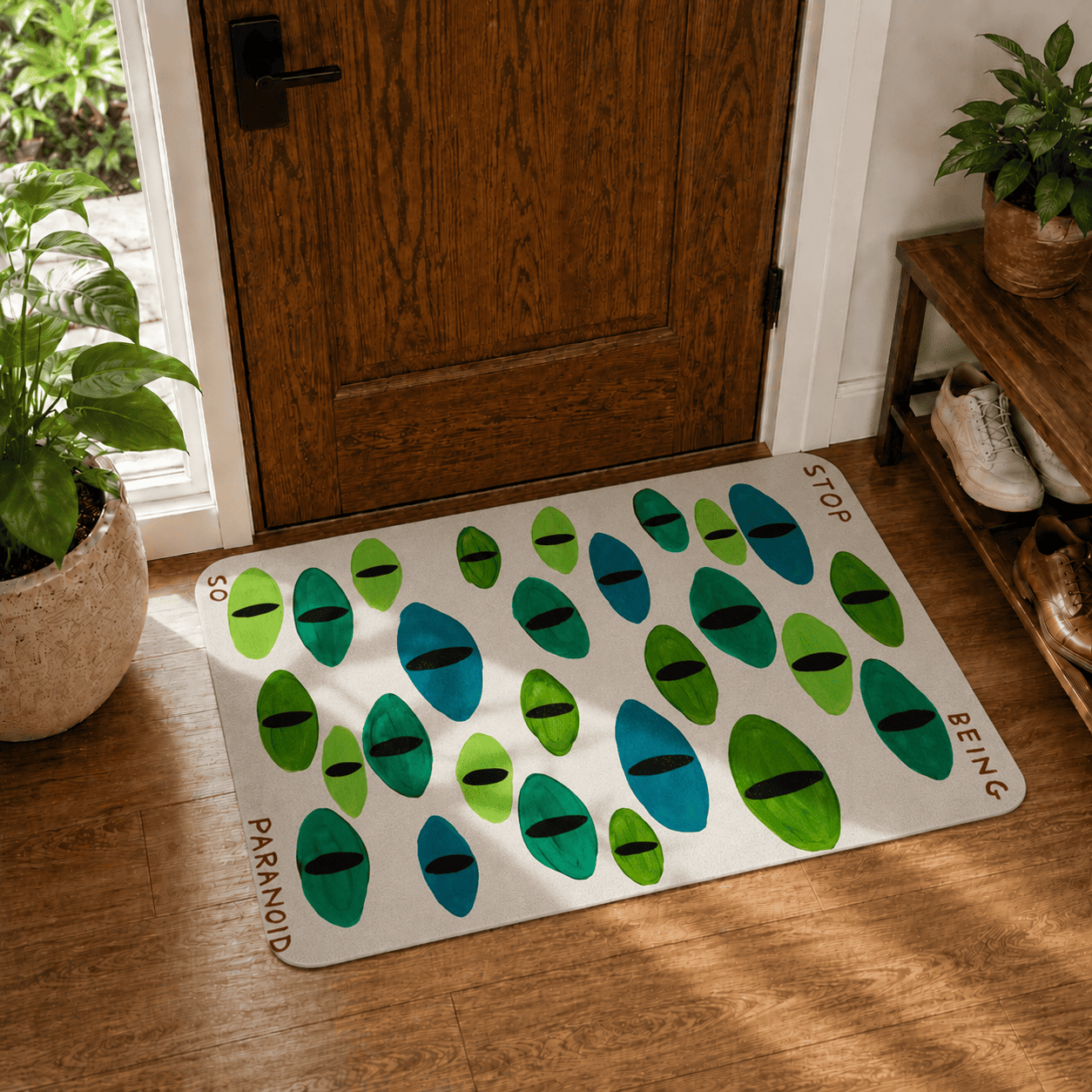 Paranoid Eyes Floor Mat Quick Dry Super Absorbent Non Slip Psychedelic Decor