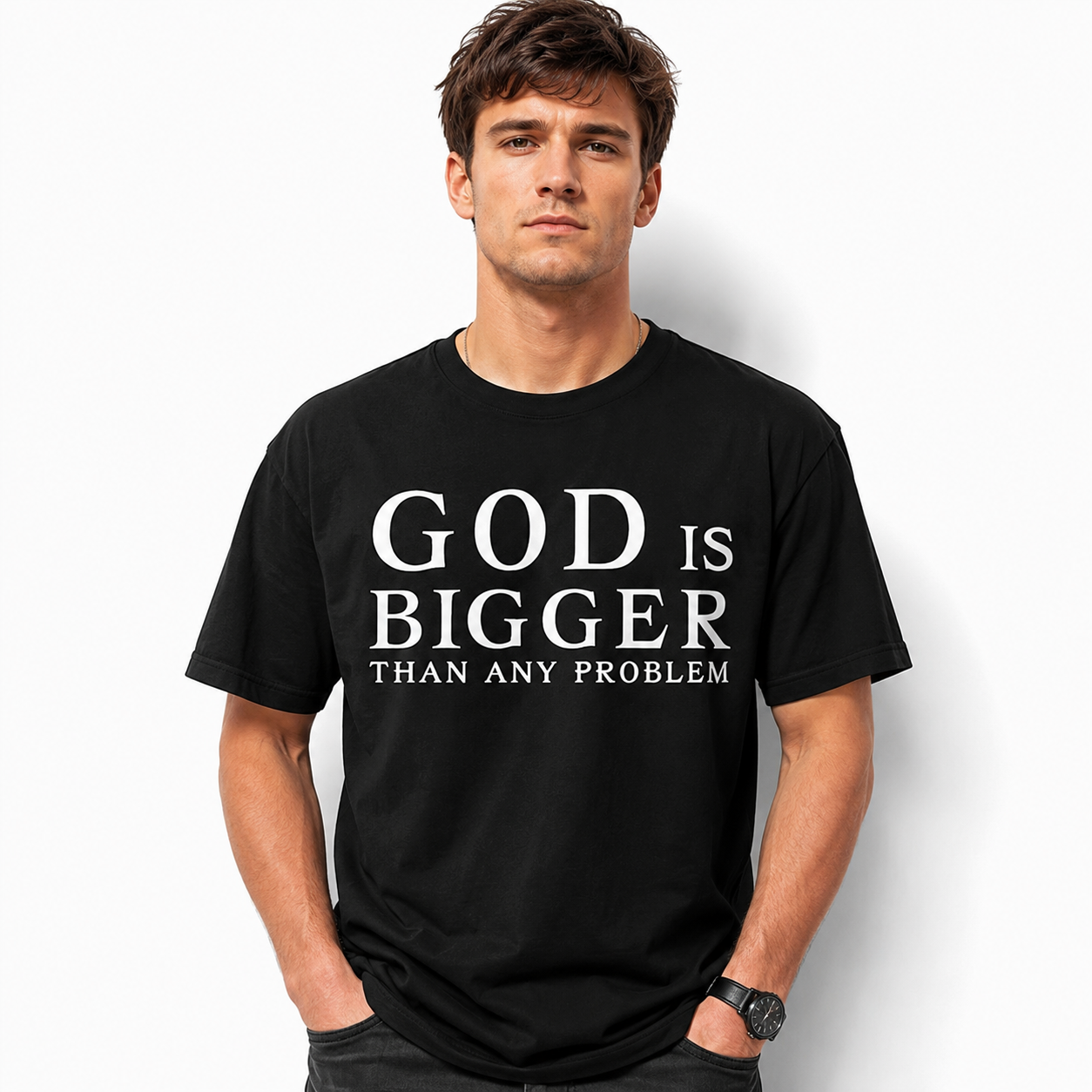 God Is Bigger Than Any Problem Christian Faith Graphic T-Shirt Inspirational
