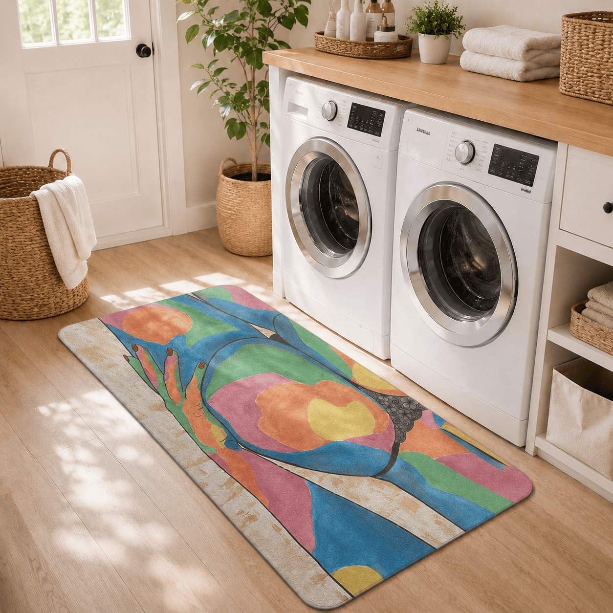 Abstract Women Body Art Bath Rug Quick Dry Super Absorbent Non Slip Pop Art Decor