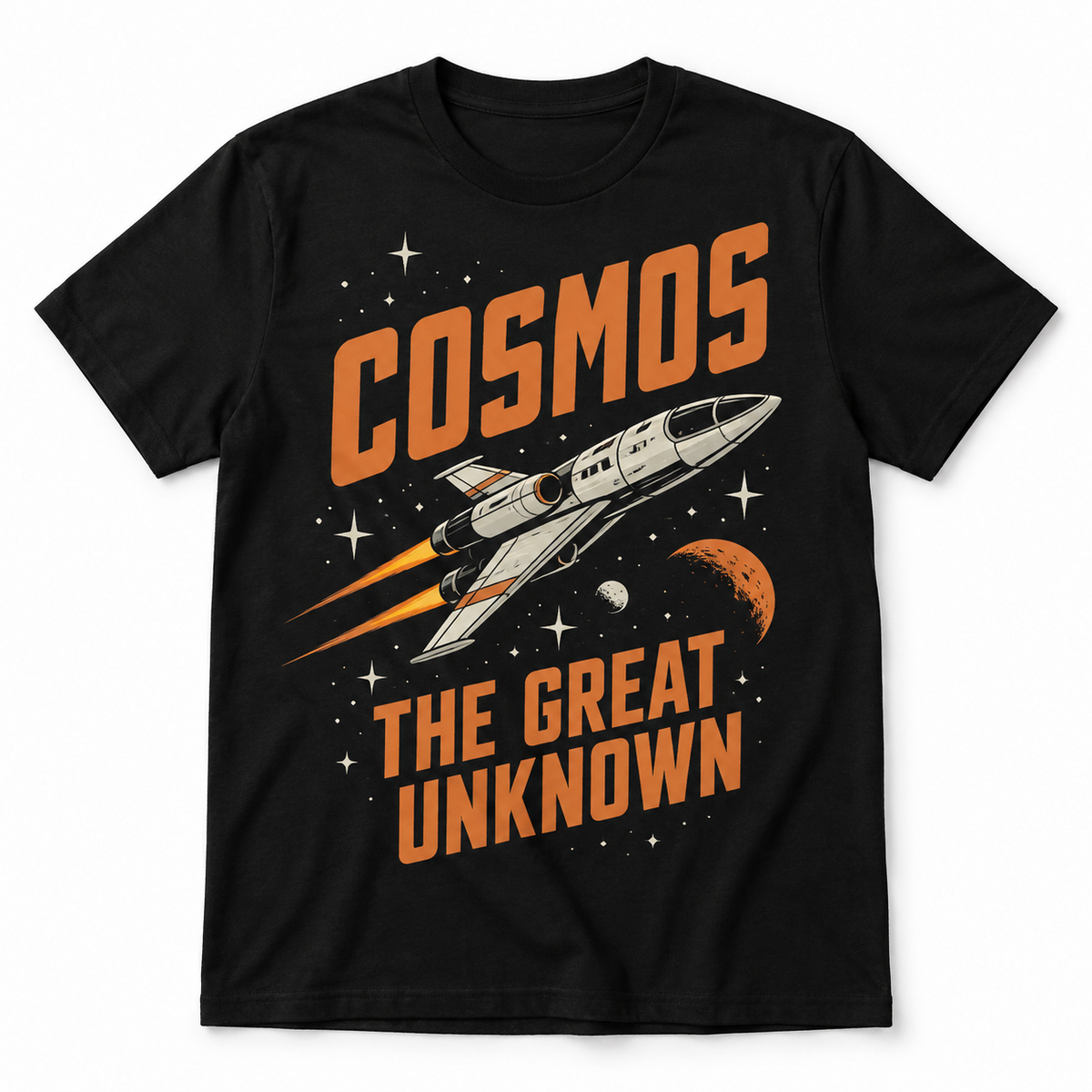 Cosmos The Great Unknown Retro Space Rocket Sci-Fi Men's T-Shirt
