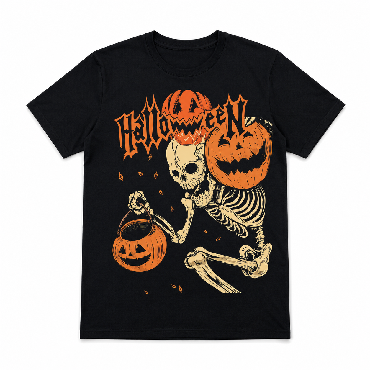 Halloween Skeleton Pumpkin Trick or Treat Spooky Graphic Men's T-Shirt