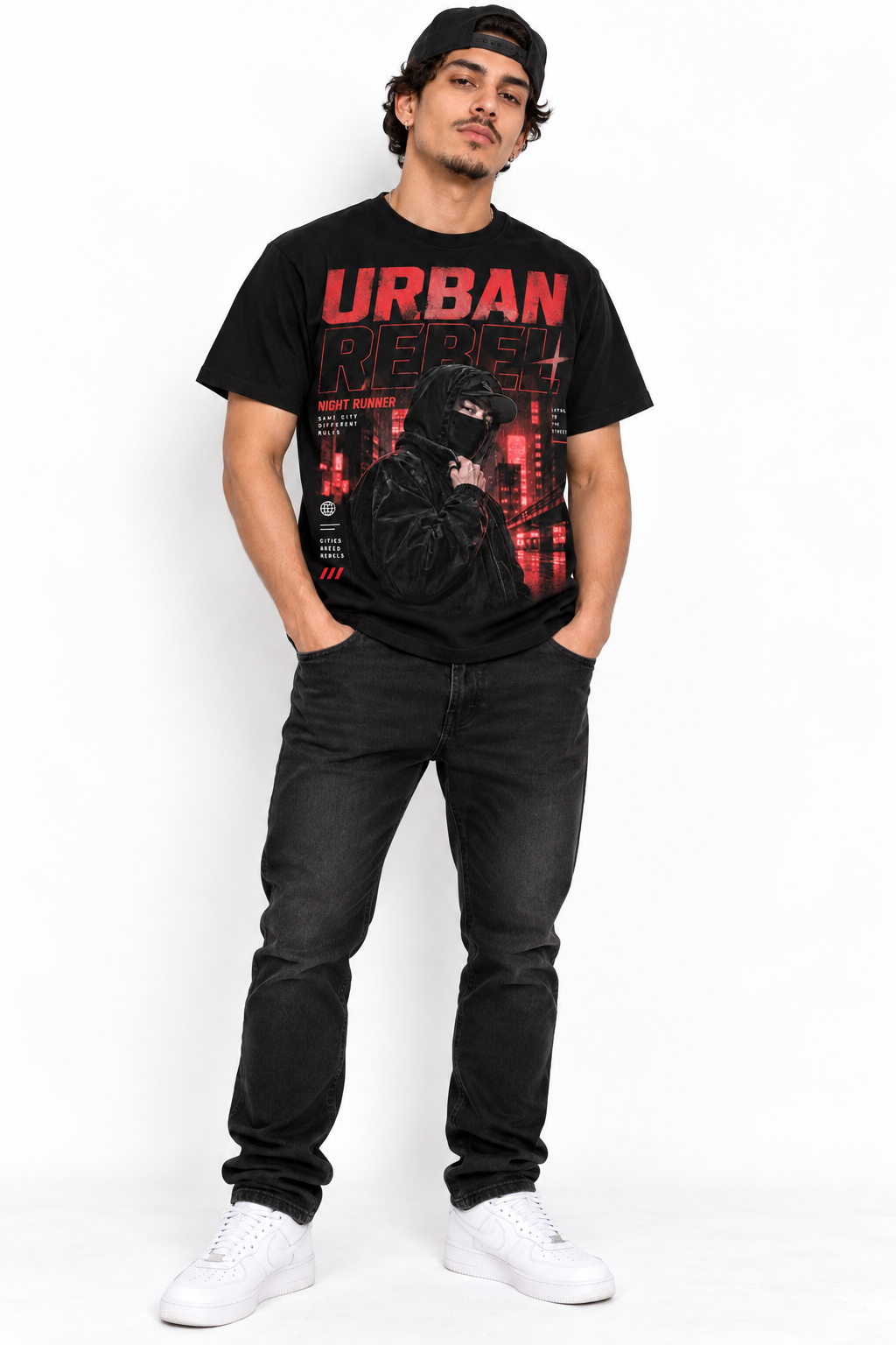 Urban Rebel Night Runner Streetwear Men's Graphic T-Shirt