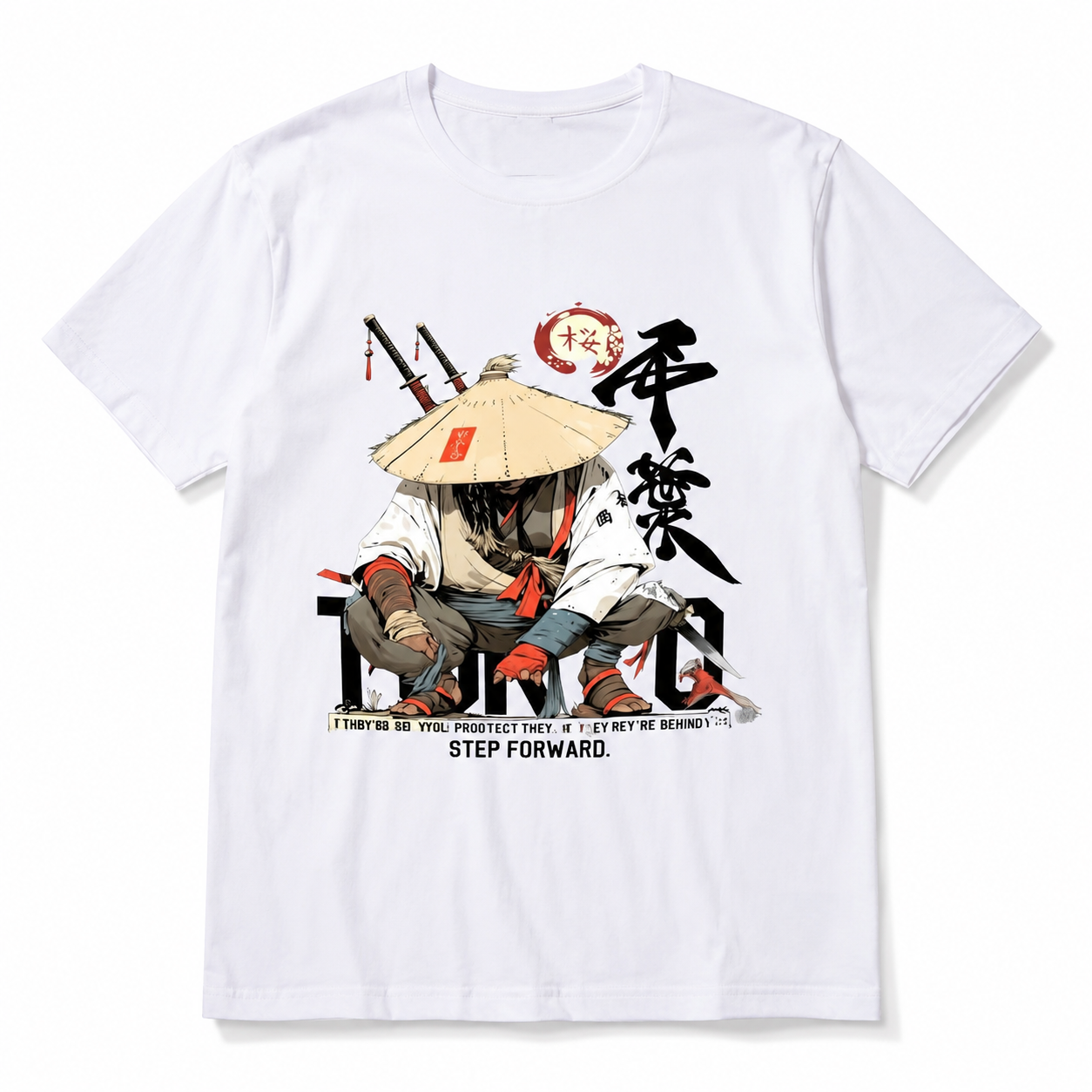 Samurai Kanji Sword Power Graphic T-Shirt Japanese Warrior Gym Tee