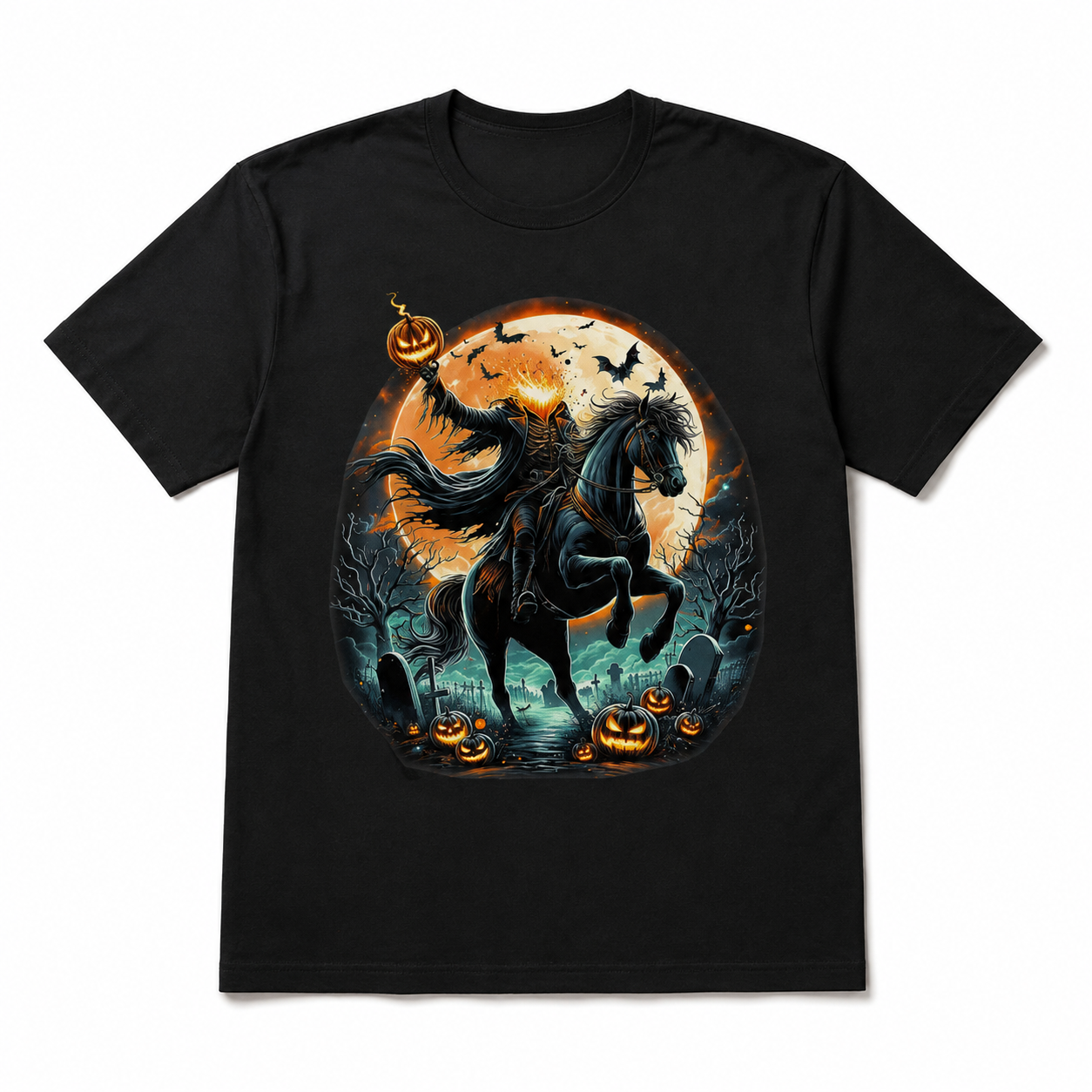 Headless Horseman Pumpkin Rider Spooky Halloween Gothic Men's T-Shirt