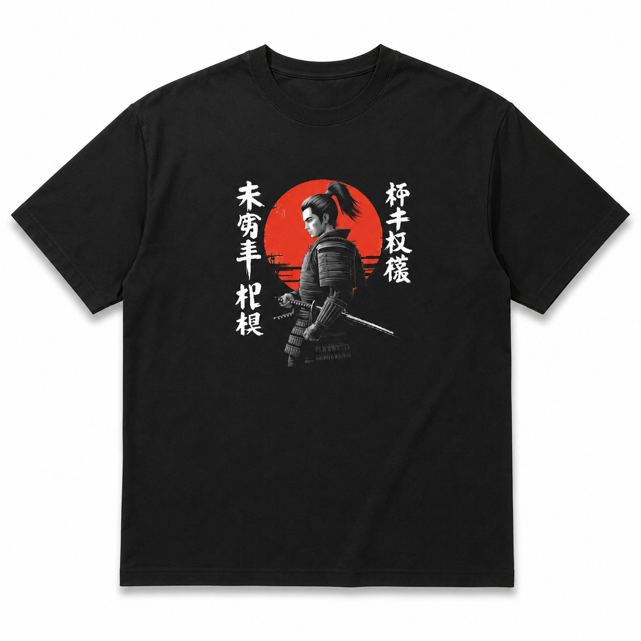 Japanese Samurai Warrior Graphic T-Shirt Red Armor Gothic Streetwear Tee