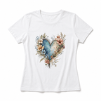 Watercolor Floral Heart Graphic Tee - Aesthetic Nature-Inspired Boho T-Shirt