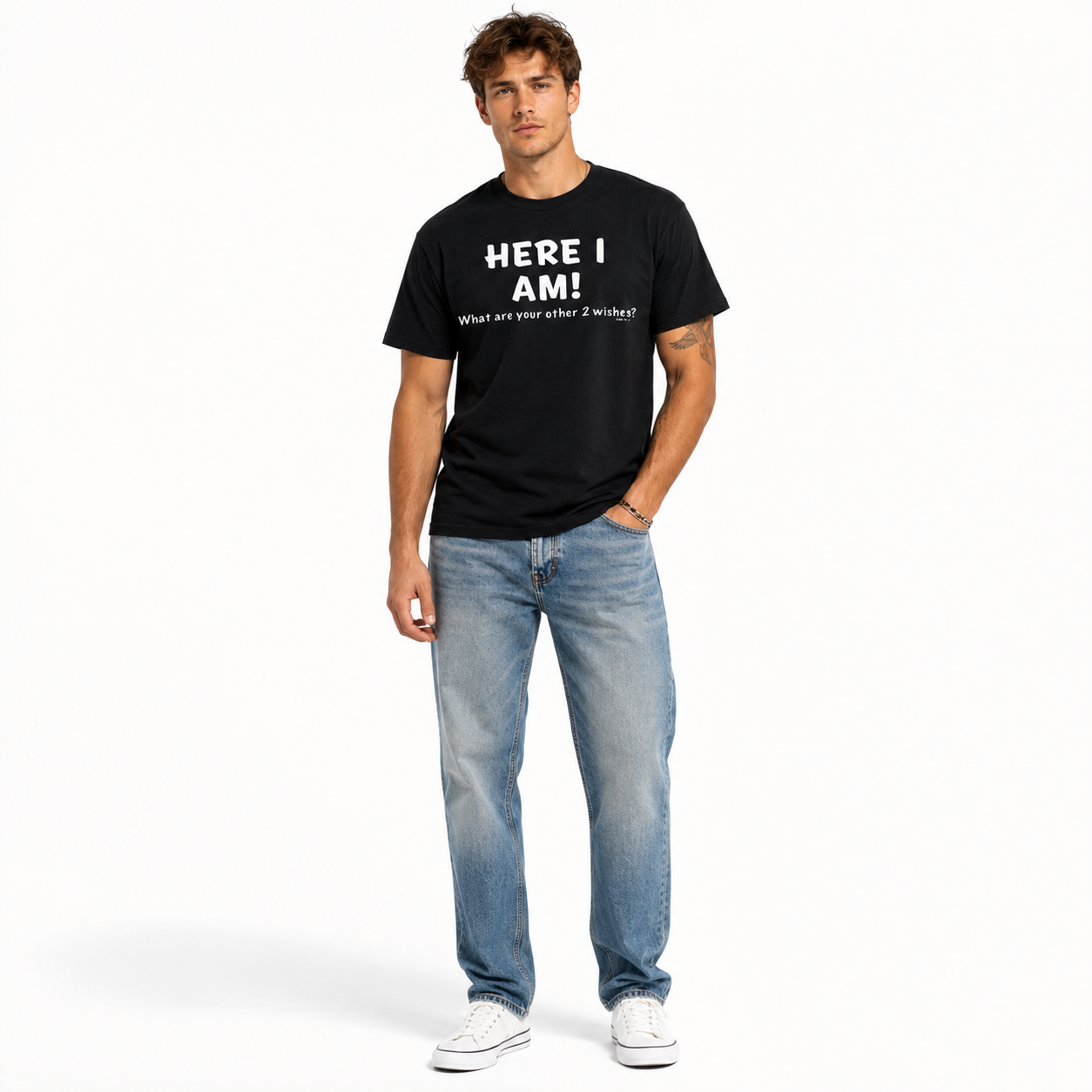 Here I Am Funny Wish Quote Graphic T-Shirt Sarcastic Humor Tee for Men