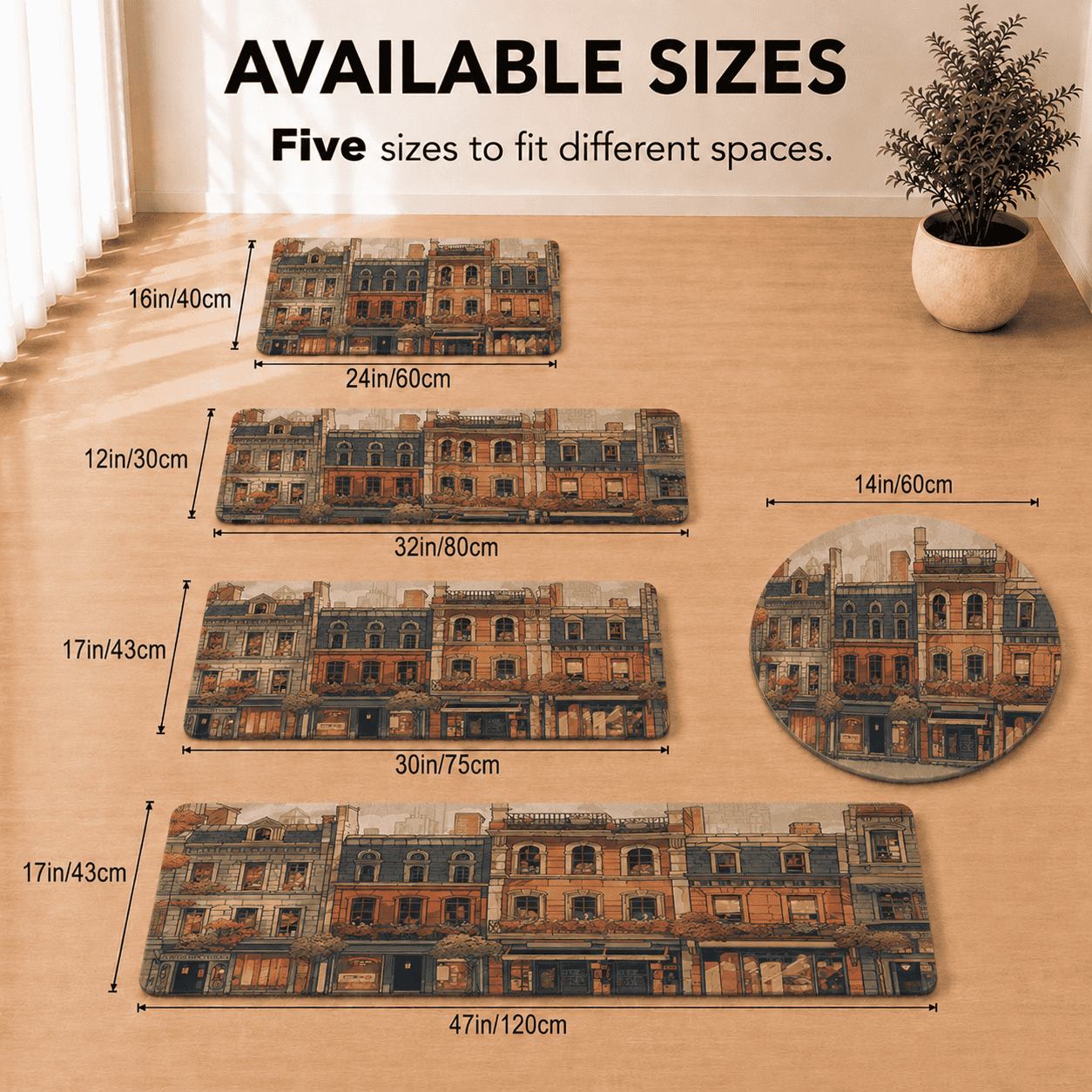 European Cityscape Bath Mat Quick Dry Super Absorbent Non Slip Anime Style