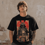 Vintage Japanese Samurai Graphic T-Shirt Black Gold Warrior Retro Tee