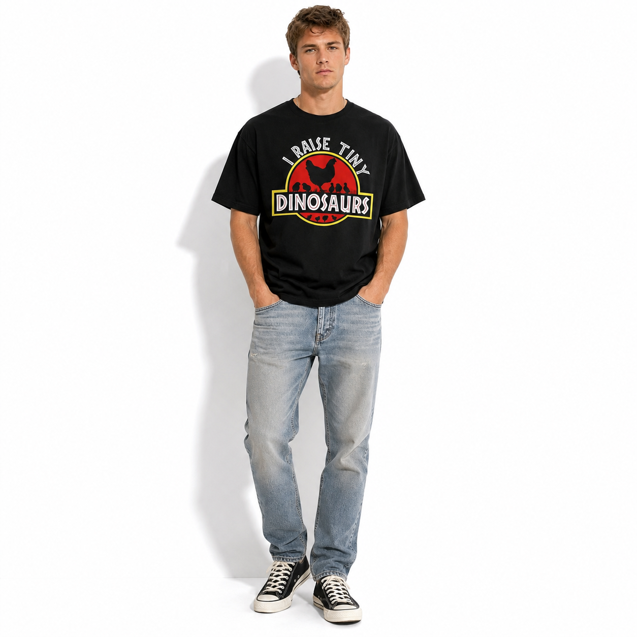 I Raise Tiny Dinosaurs Funny Chicken Mom Farm Men's T-Shirt