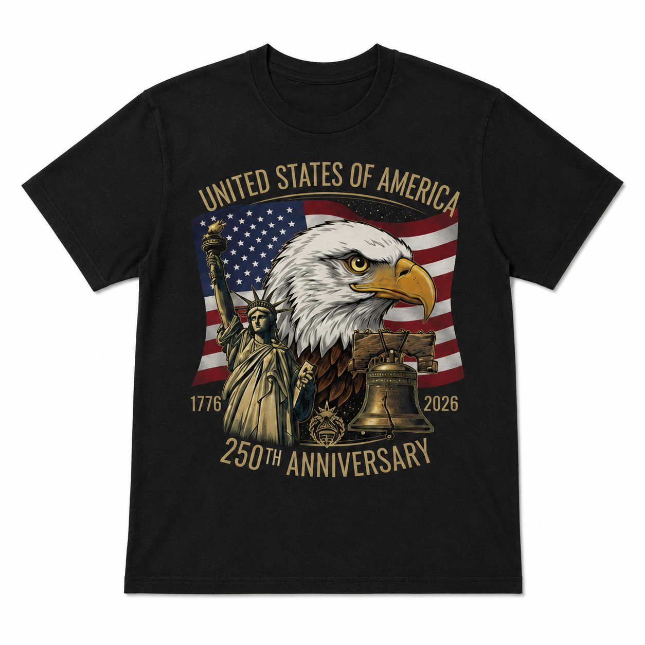 250 Years 1776-2026 Eagle Liberty Bell Patriotic Anniversary Men's T-Shirt
