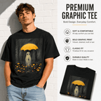 Cute Ghost Yellow Umbrella Halloween Rainy Forest Graphic Men's T-Shirt
