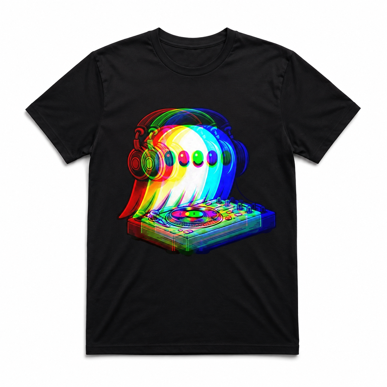 Funny DJ Ghost Halloween Music Headphones Turntable Graphic Men's T-Shirt