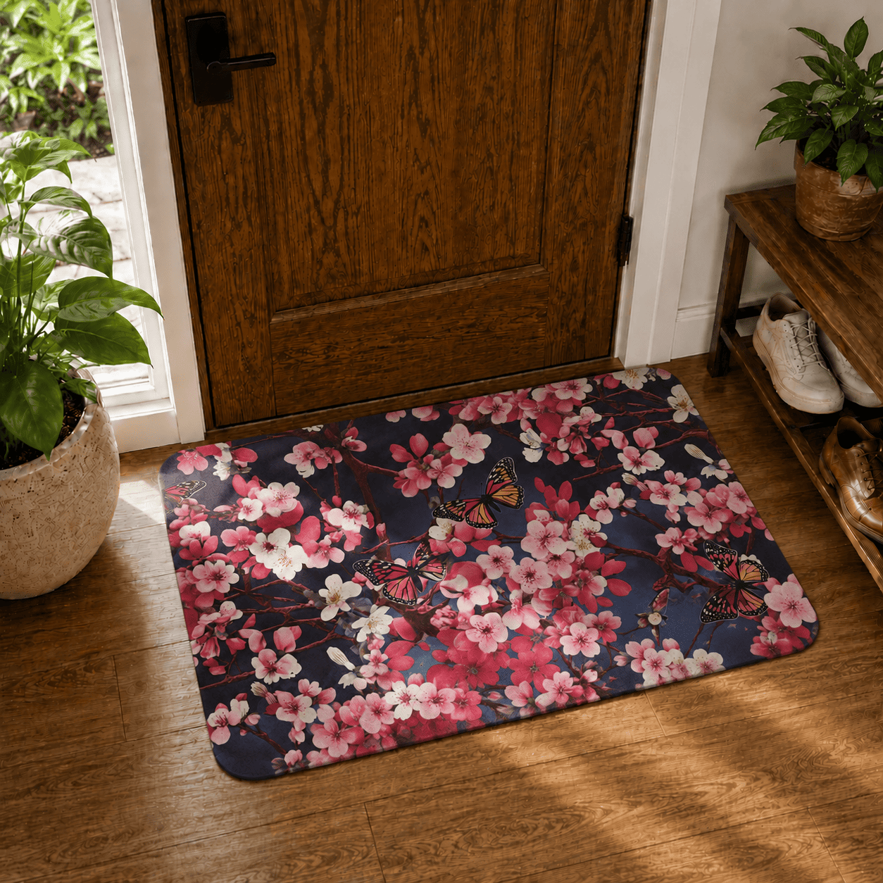 Japanese Koi Door Mat Quick Dry Super Absorbent Non Slip Fish Pattern