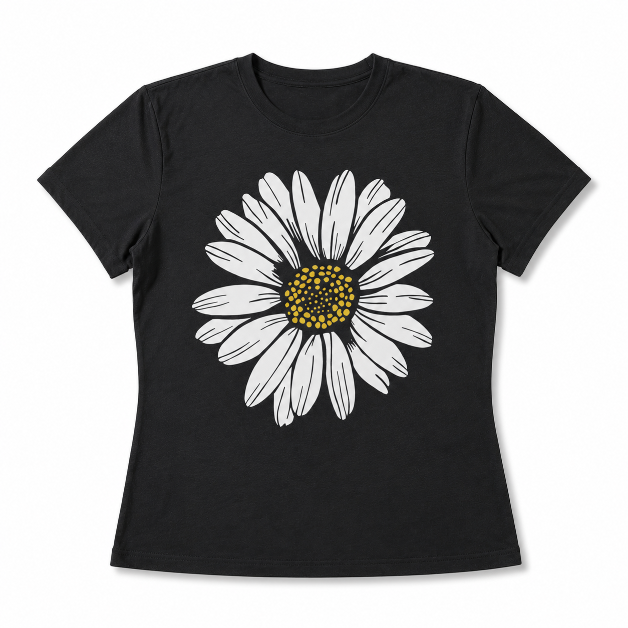 Women Daisy Floral Graphic T-Shirt Summer Flower Casual Crew Neck Tee Top