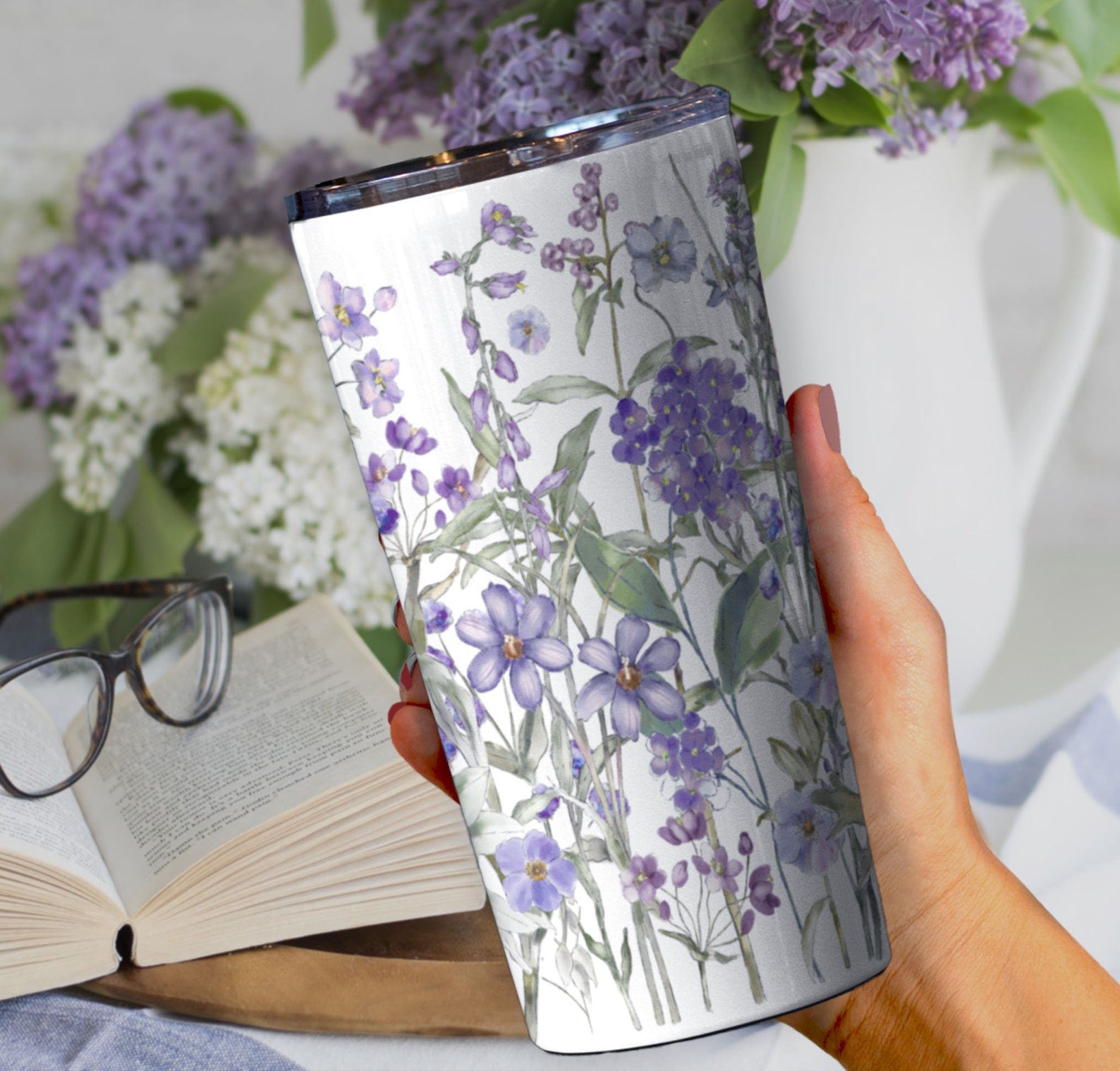 Vintage Pressed Wildflower Tumbler: Boho Cottagecore Travel Cup