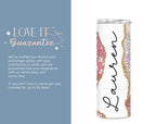 Pink Marble Custom Tumbler, Glitter Tumbler with Straw, Personalized Glitter Tumbler, Marble Travel Mug, Gifts for Her, (TM-25PINK)