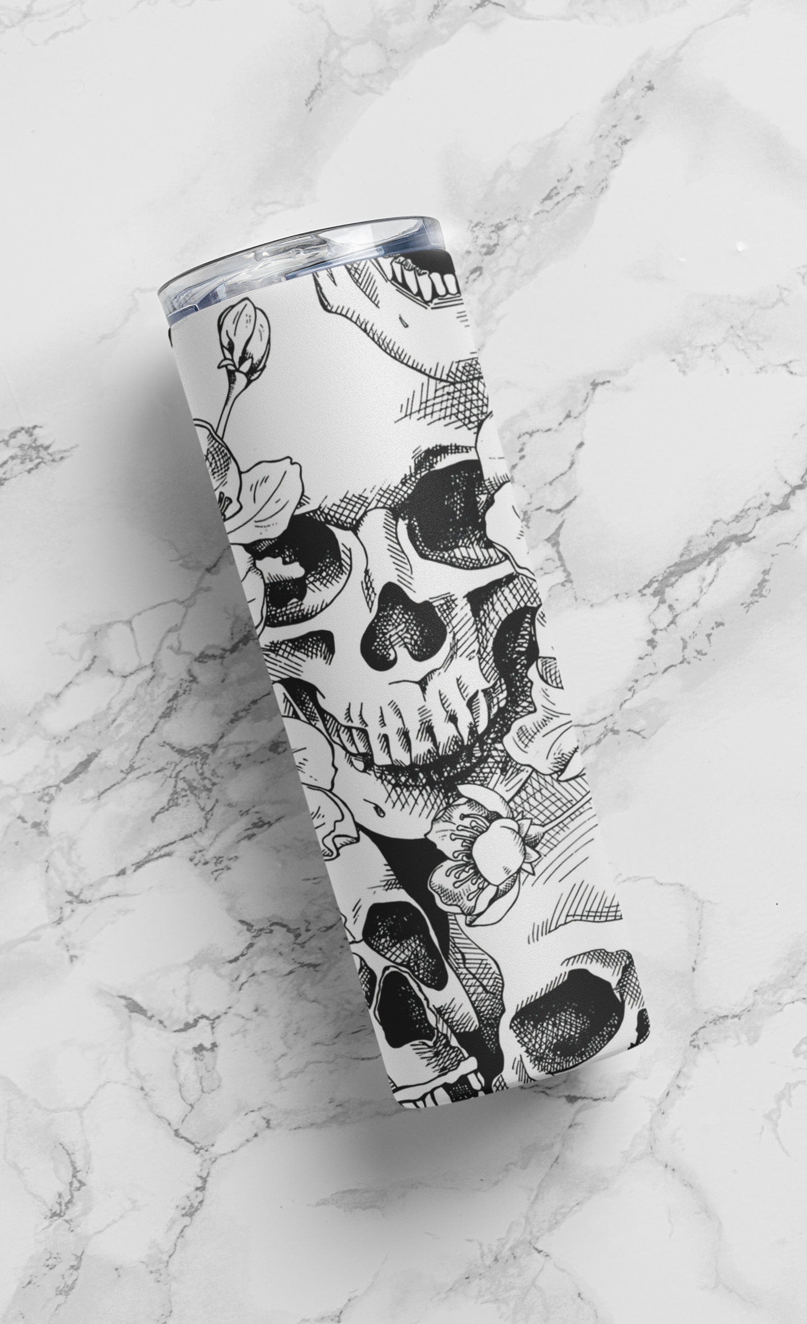 Custom Floral Skulls Tumbler, Skeleton Skull Travel Mug, Skull lover,  Halloween Cup With Lid And Straw, Personalized Skull Gifts For Women