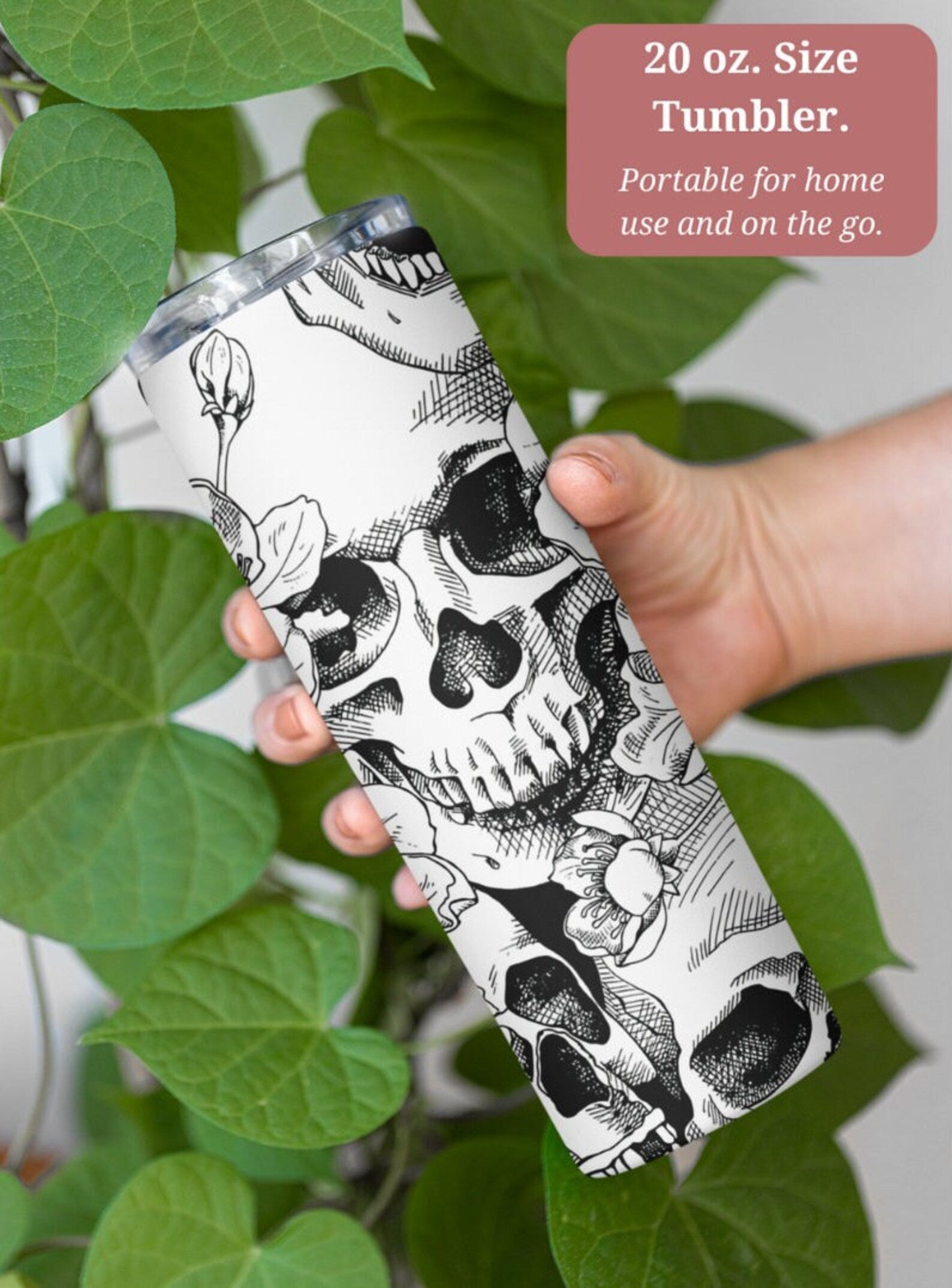 Custom Floral Skulls Tumbler, Skeleton Skull Travel Mug, Skull lover,  Halloween Cup With Lid And Straw, Personalized Skull Gifts For Women