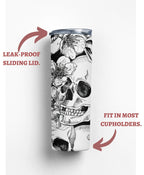 Custom Floral Skulls Tumbler, Skeleton Skull Travel Mug, Skull lover,  Halloween Cup With Lid And Straw, Personalized Skull Gifts For Women
