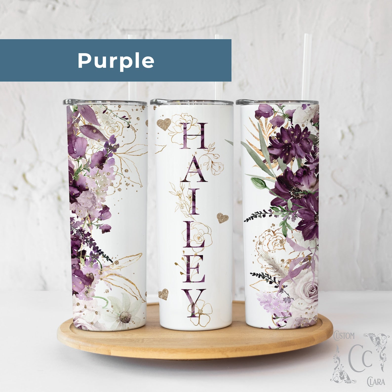 Floral Custom Tumbler Gift for Her, Personalized Floral Tumbler with Straw and Lid, Floral Skinny Tumbler, Pink Floral Tumbler with Name