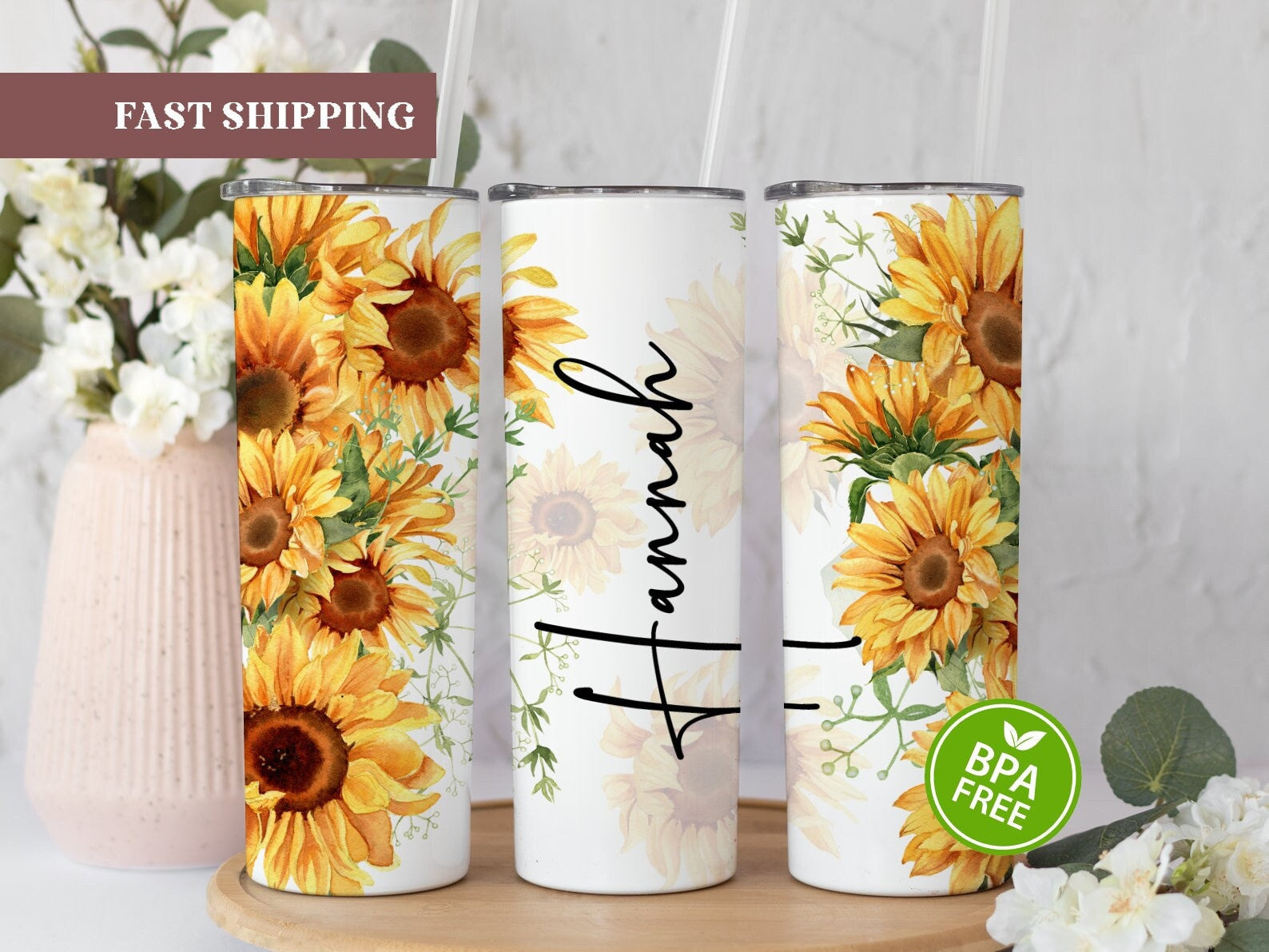 Personalized Sunflower Tumbler, Sunflower Gifts For Women, Sunflower Lover Gifts, Sunflower Cup, Sunflower Tumbler With Lid And Straw