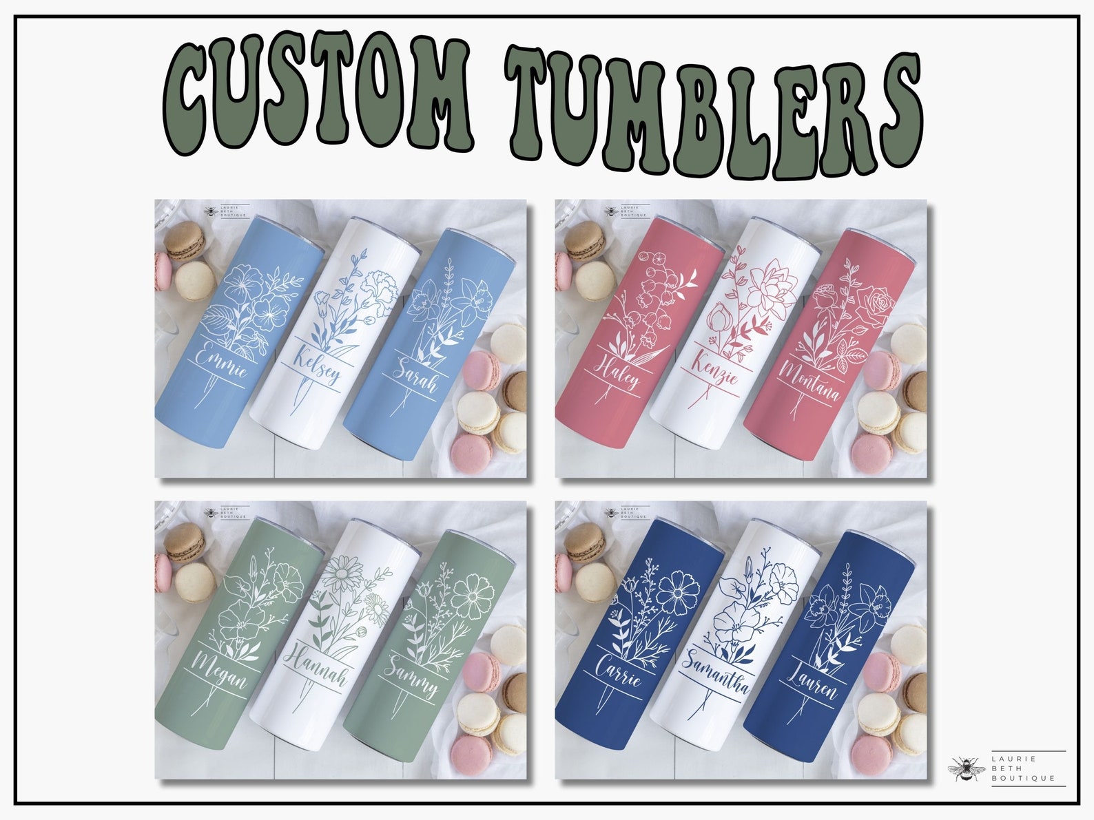 Personalized Birth Flower Tumbler, Custom Birth Flower Tumbler with Straw Bridesmaid Proposal Gifts Mother's Day Gifts Matching Tumblers Mug