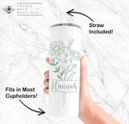 Personalized Birth Flower Tumbler, Custom Birth Flower Tumbler with Straw Bridesmaid Proposal Gifts Mother's Day Gifts Matching Tumblers Mug