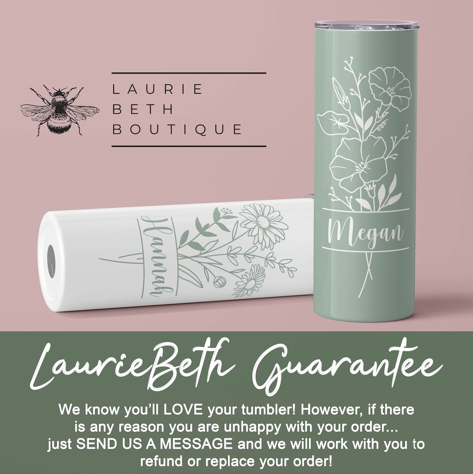 Personalized Birth Flower Tumbler, Custom Birth Flower Tumbler with Straw Bridesmaid Proposal Gifts Mother's Day Gifts Matching Tumblers Mug