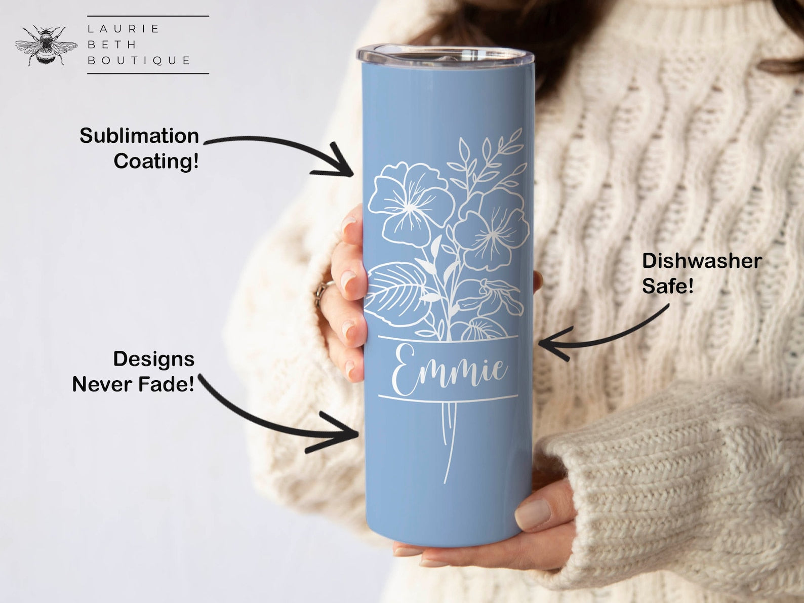 Personalized Birth Flower Tumbler, Custom Birth Flower Tumbler with Straw Bridesmaid Proposal Gifts Mother's Day Gifts Matching Tumblers Mug