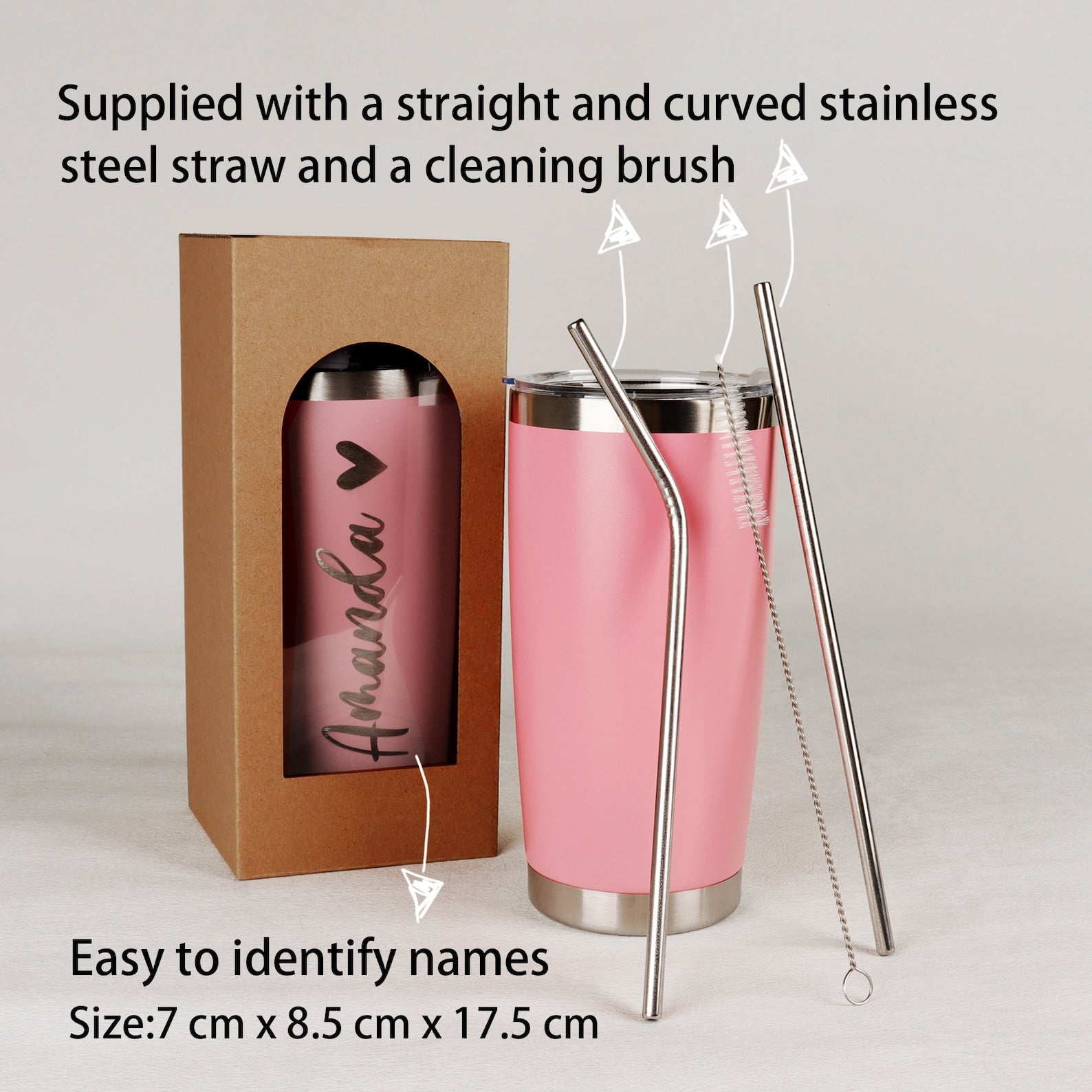Personalized 20 oz Tumbler, Custom Name Travel Mug, Laser Engraved Tumbler, Stainless Steel water cup, Bridesmaid Tumbler, Insulated Tumbler
