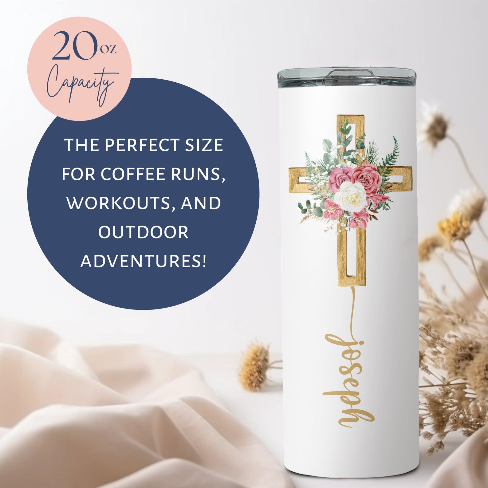 Personalized Bible Verse Tumbler, Custom Christian Tumbler With Name, Bible Affirmation Travel Cup, Religious Gift For Monther's Day
