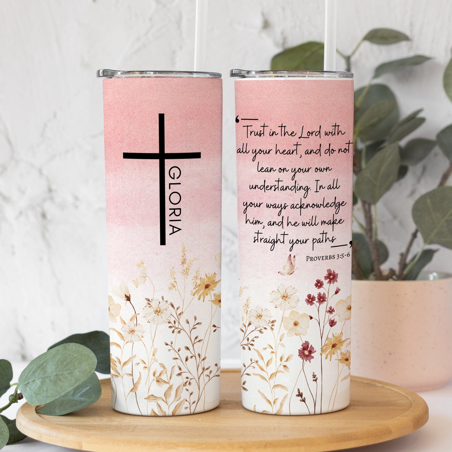 Personalized Bible Verse Tumbler, Custom Christian Tumbler With Name, Bible Affirmation Travel Cup, Religious Gift For Monther's Day