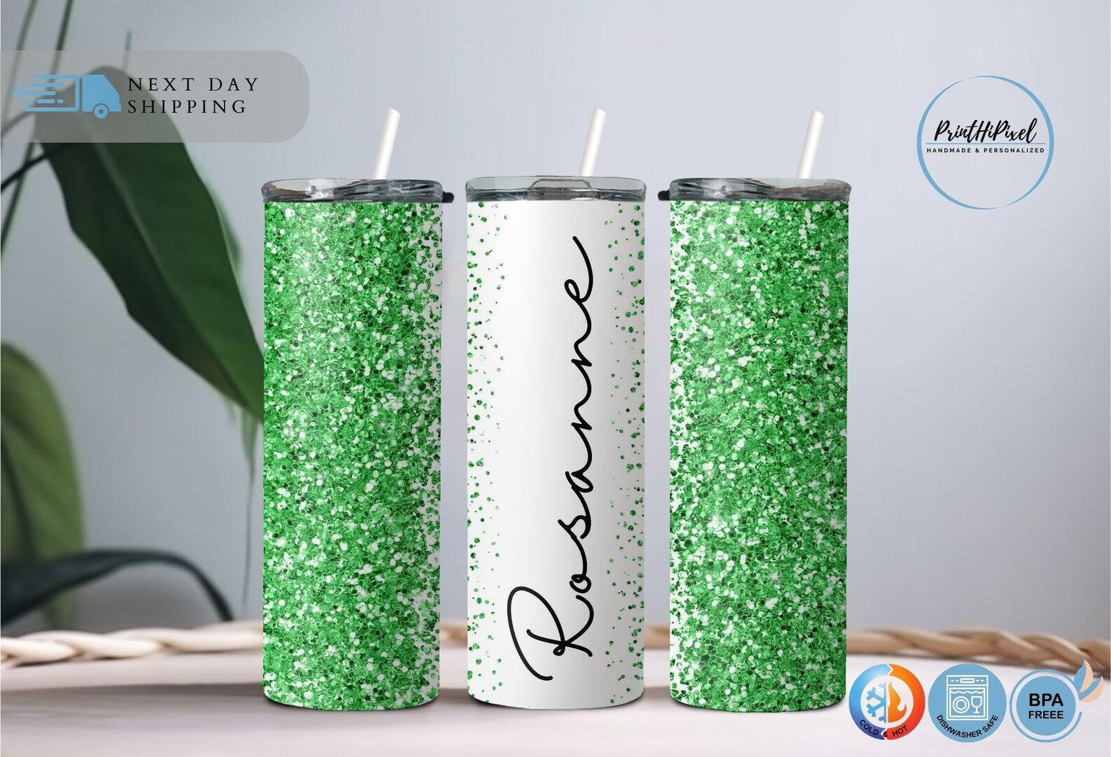 Personalized Glitter Name Tumbler, Custom Tumbler Glitter Effect, Silver Glitter Design Tumbler, Summer Tumbler, Glitter 20oz Tumbler