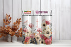 Custom Floral Tumbler, Personalized Name, Gift for Her