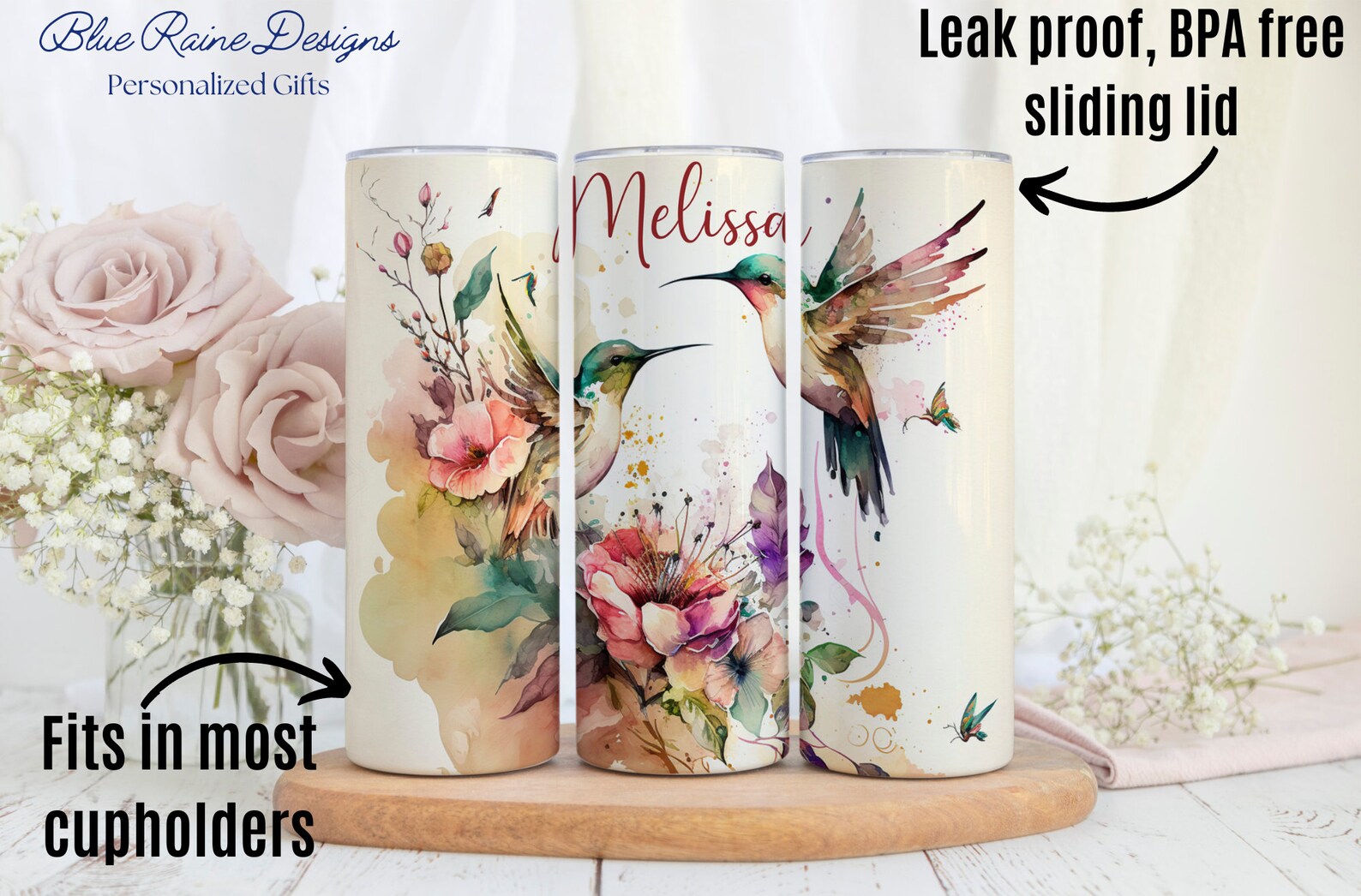 Hummingbirds Tumbler, Personalized Hummingbird Gifts, Custom Bird Watcher Gifts, Hummingbird Lover Gifts, Nature Lover Gifts Bird Lover Gift