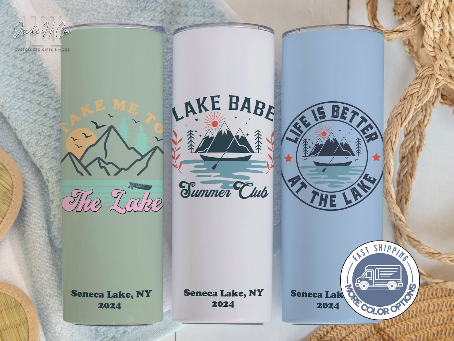 Personalized Lake Life Tumbler Custom Trip cups for Family Vacation Custom Name Tumbler Gift Lake Life Vacation Tumbler, 20oz Skinny Tumbler